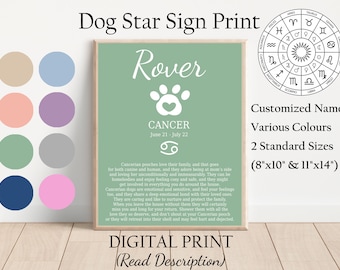 Dog Lover Gift Astrology Star Sign Print Poster Dog Mum Pet Lover Reading