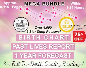 Birth Chart + 1 Year Forecast + Past Lives Report Astrology Readings, Natal Chart, 12 Month Prediction, Astrology Bundle