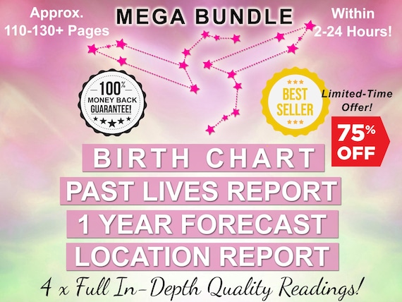 Astrology Birth Chart + 1 Year Forecast + Past Lives Report + Location Reading, Astrology Bundle