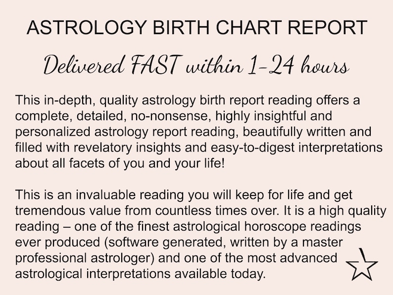 Birth Chart 1 Year Forecast Past Lives Report Astrology Readings, Natal Chart, 12 Month Prediction, Birth Chart Analysis, Astro Bundle image 4