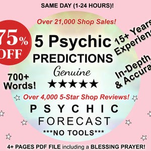 5 Psychic Future Predictions Reading Forecast, Same Day 1-24 Hour, Genuine, Honest, Accurate, Spiritual Reading, No Tools, No Tarot Cards