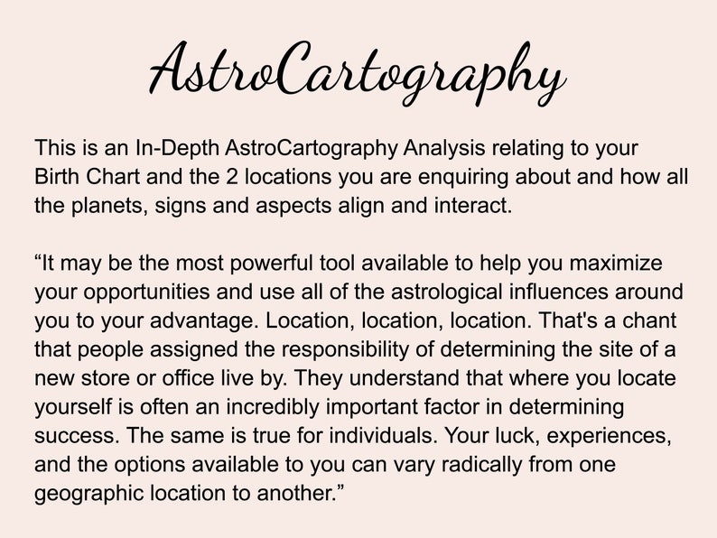 Astrocartography Astrology Reading, Relocation Report, Travel, 2