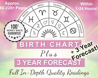 3 Year Astrology Forecast Reports + Birth Chart Reading, 36 Months of Astrological Transits, In-depth Professional Guidance + Predictions