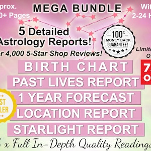 Astrology Bundle: Birth Chart Report + 1 Year Forecast + Past Lives + Location Reading + Starlight Report