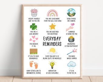 Inspiring Positive Mental Health Art Print Poster, Mindfulness, Motivation, Affirmations, Self Love, Anxiety Relief, Self Care, Happiness