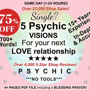 Psychic Love Reading Future Predictions, 5 Psychic Romantic Visions, Same Day 1-24 Hour, In-Depth, Spiritual Energy Forecast, No Tools/Cards