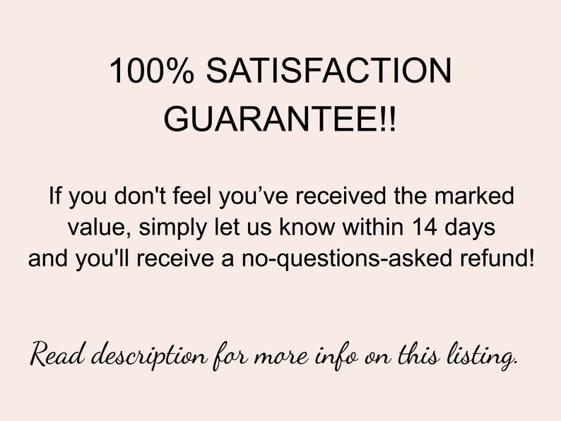 May include: 100% Satisfaction Guarantee!! If you don't feel you've received the marked value, simply let us know within 14 days and you'll receive a no-questions-asked refund! Read description for more info on this listing.