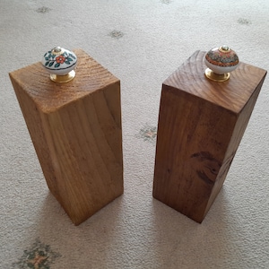 Handmade Rustic Wooden Door Stop with Ceramic Door Knob