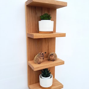 Solid Oak Shelf - Floating Wooden Shelf Stack