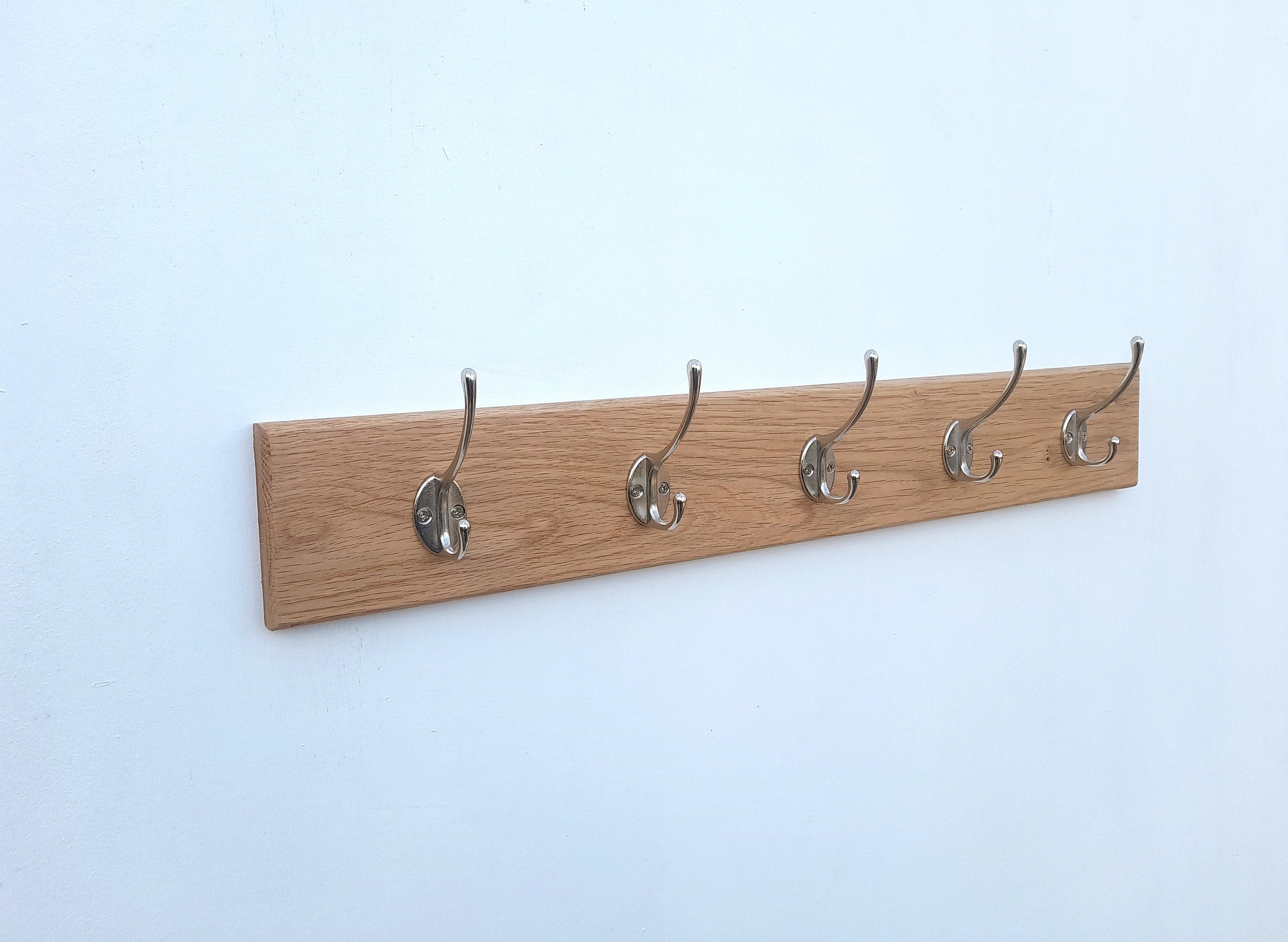 Oak Coat Rack With Chrome Double Coat Hooks/wall Mounted Coat Rack for