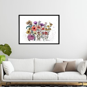 Wildflowers art print flower art floral art watercolor flowers wildflower art whimsical flower print watercolor art print image 1