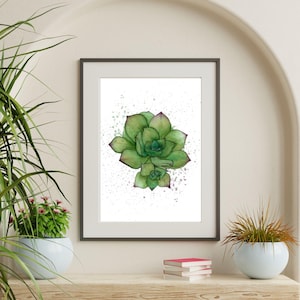 Succulent Watercolor Art Print | Botanical Wall Decor | Green Plant Illustration | Nature-Inspired Home Art | Gift for Plant Lovers