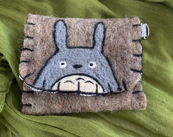 Handmade Felted Totoro Coin Purse: Studio Ghibli Wallet