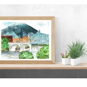 Chattanooga wall art - chattanooga art - Chattanooga artwork - Tennessee art -  Tennessee art print - art print - watercolor art print