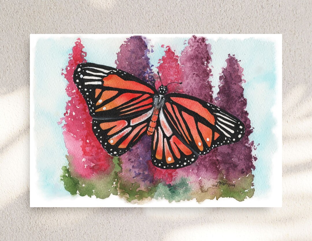 Monarch Butterfly Watercolor Art Print: Garden Wall Decor - Etsy