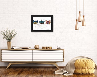 Watercolor Butterfly Art Print: Matted Wall Decor