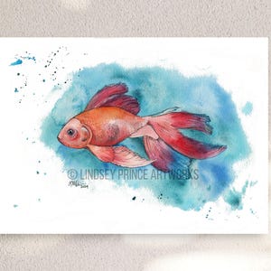 Goldfish Watercolor Art Print | Aquatic Animal Wall Decor | Fish Lover Gift | Vibrant Watercolor Illustration | Ocean-Inspired Art