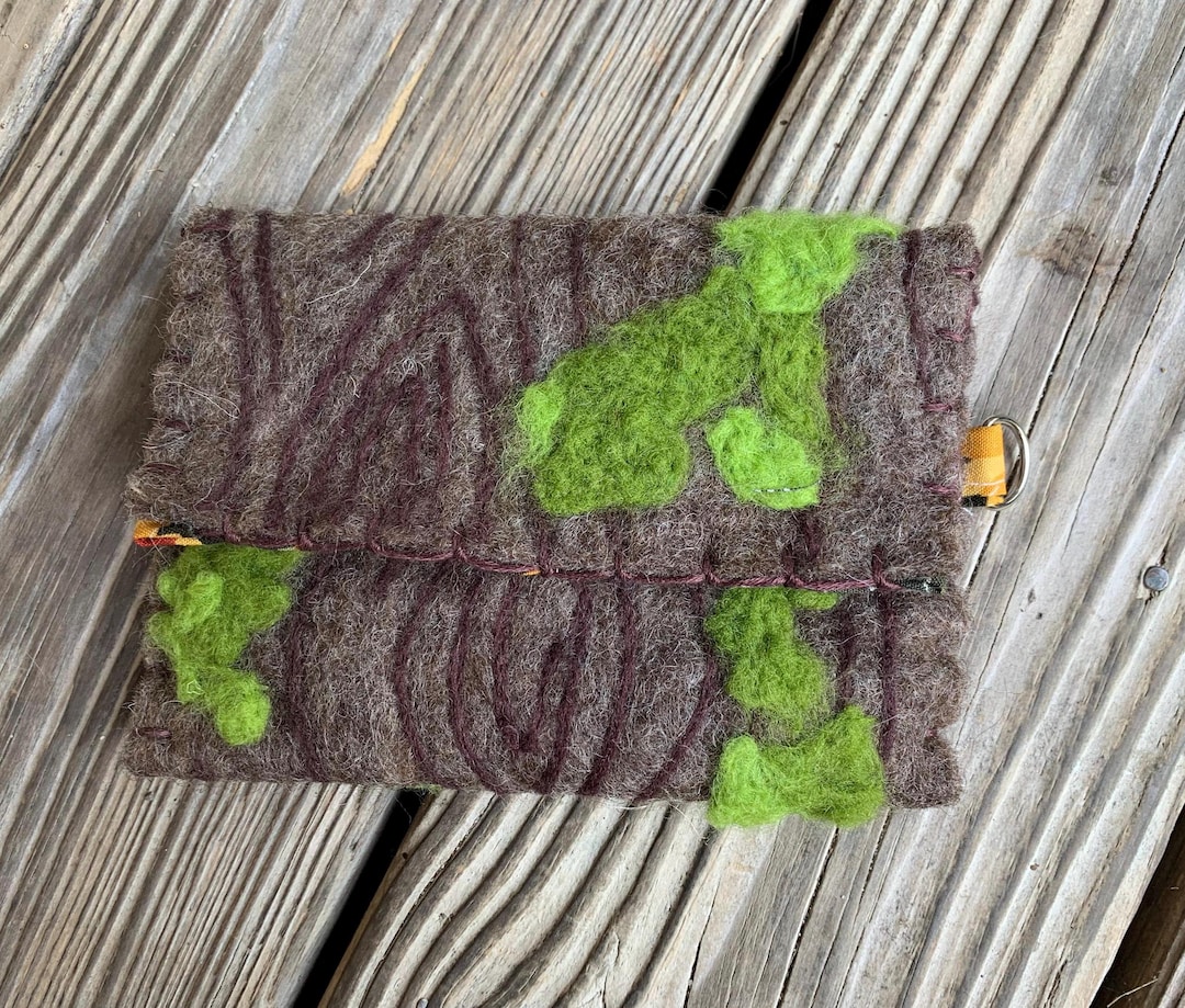 Wallet Tree Handmade Felted Wool Wallet: Tree Log & Moss Design, Small Coin Purse ...