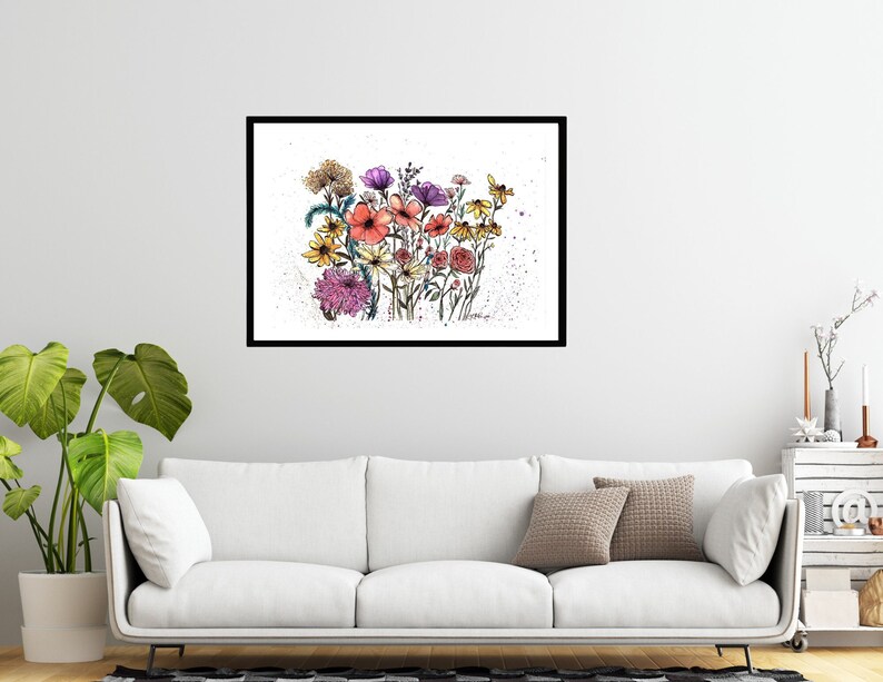 Wildflowers art print flower art floral art watercolor flowers wildflower art whimsical flower print watercolor art print image 1