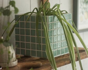 Mosaic Tile Cube or Planter | Danish Pastel Aesthetic | Plant Pot