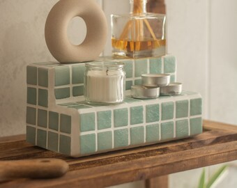 Tiled Organizer Shelf In Light Blue