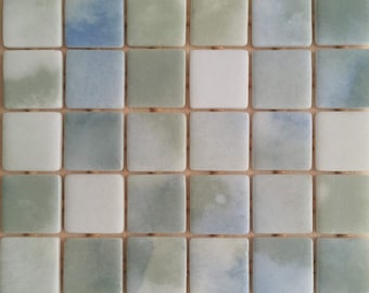 Tiled sheet in blue and green aquarelle effect