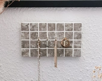 Perchero multifuncional de azulejos gris mármol / Colgador de llaves / Percha organizador de joyas