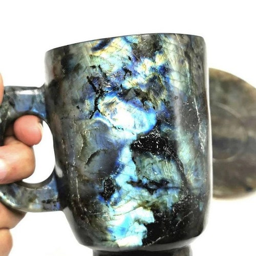 Labradorite Cup | Flashy Labradorite Cup | Crystal Cup for Decorations | shops Labradorite Tea Cup | family coffee mug | labradorit handmade cup