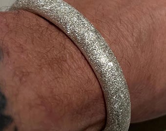 Heaviest  113g + Solid Sterling Silver  Torque Bangle , Stippled Finish