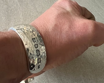 Heaviest 120g +  Sterling Silver Wide Torque / Cuff Bangle , Hammered Finish