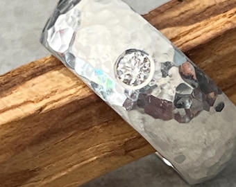 Quality Sterling Silver & Lab Diamond  Band Ring