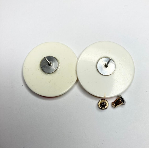 1980s Triple Stripe Button Earrings - image 5