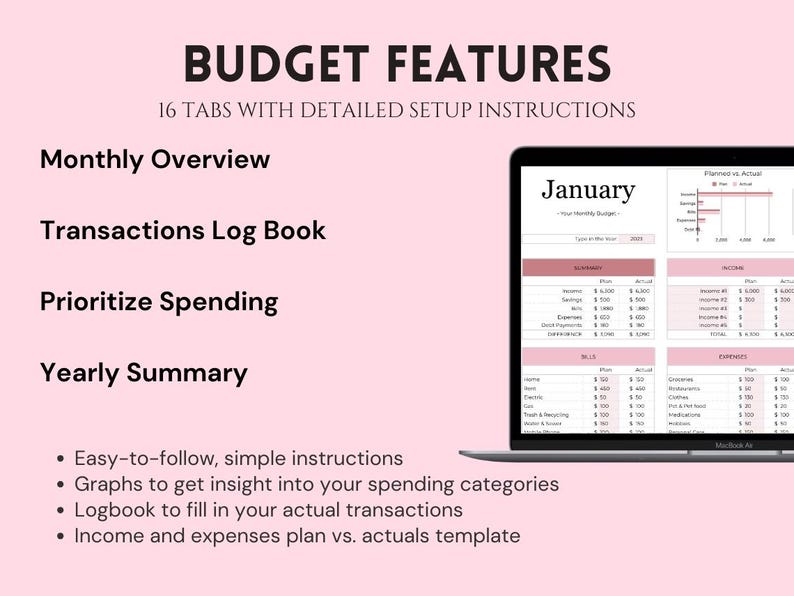 Annual Budget Template Google Sheets | Monthly Personal Finance Tracker ...