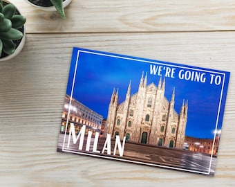 We&#39;re Going To Milan - Surprise Trip Gift Reveal Standard Size Postcard