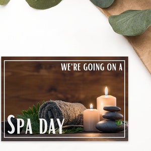 We're Going on a Spa Day - Surprise Gift Reveal Standard Size Postcard