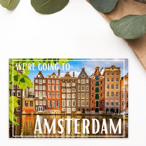 We're Going To Amsterdam - Surprise Trip Gift Reveal Standard Size Postcard