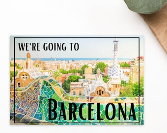 We&#39;re Going To Barcelona - Surprise Trip Gift Reveal Standard Size Postcard