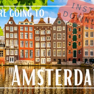 We're Going to Amsterdam Postcard Design - Instant Download SVG PNG JPG Digital Download