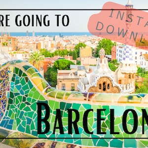 We're Going to Barcelona Postcard Design - Instant Download SVG PNG JPG Digital Download