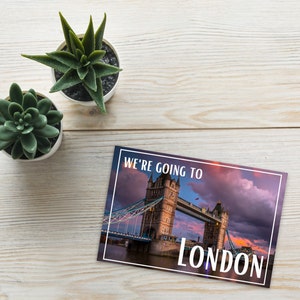 We're Going to London - Surprise Trip Gift Reveal Standard Size Postcard