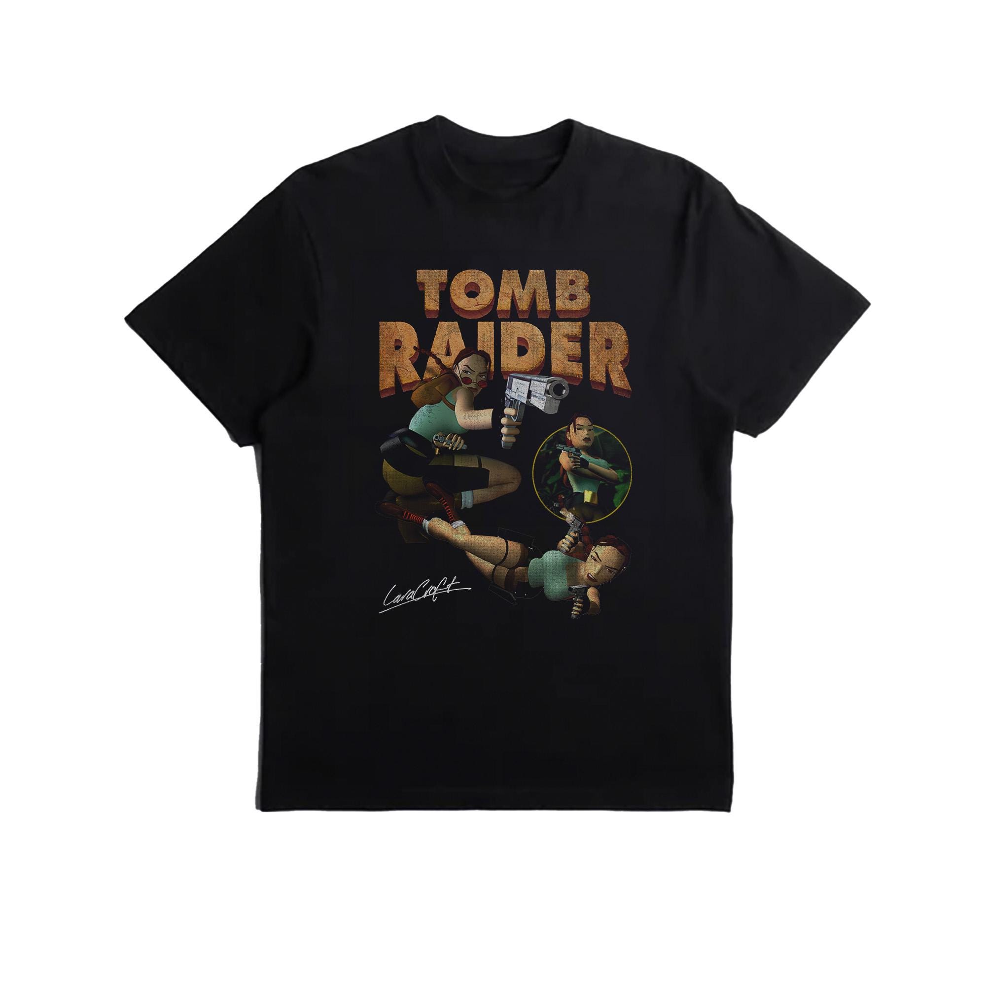 ヴィンテージグラフィックTシャツ、トゥームレイダー、ゲーム、レトロ 