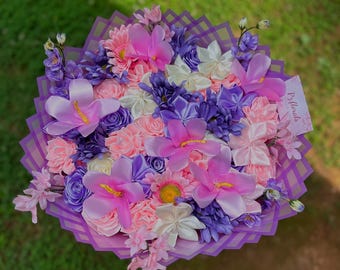 mixed flower bouquet | handmade (not real flowers| birthdays| anniversary| graduation | ramo buchon