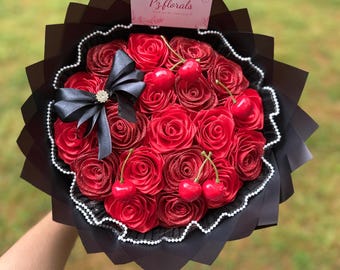 20 red/glitter eternal roses | handmade (fake flowers| birthday| anniversary | graduation |ramo buchon