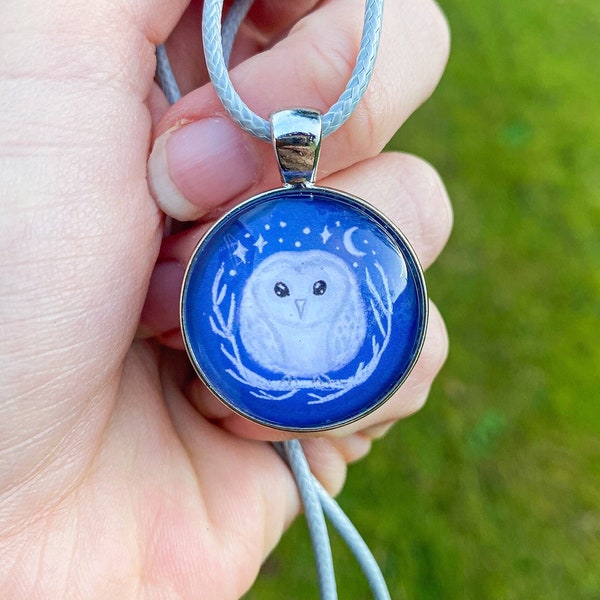 Owl Cabochon Necklace, Cute christmas gifts, Owl necklace, Owl gifts, Snowy owl, White owl, Owl gifts for her, Owl lover gift, Owl pendant