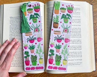 Plants laminated bookmark, Bookmark with tassel, Laminated bookmark, Plant lover gifts, Cute bookmark, Tropical bookmark, Just Keep growing