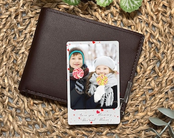 Personalised Metal Photo Wallet Insert Card, Custom Picture Gift For Him or Her, Husband and Wife Gift, Birthday Gift, Double Sided print