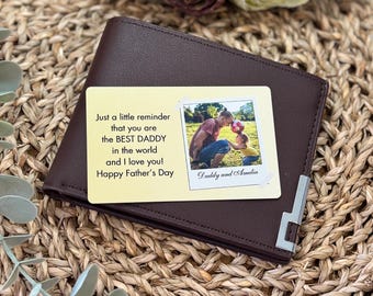 Personalised Metal Photo Wallet Insert Card, Custom Picture Gift For Him, Father's Day Gift, Birthday Gift, Present for Dad