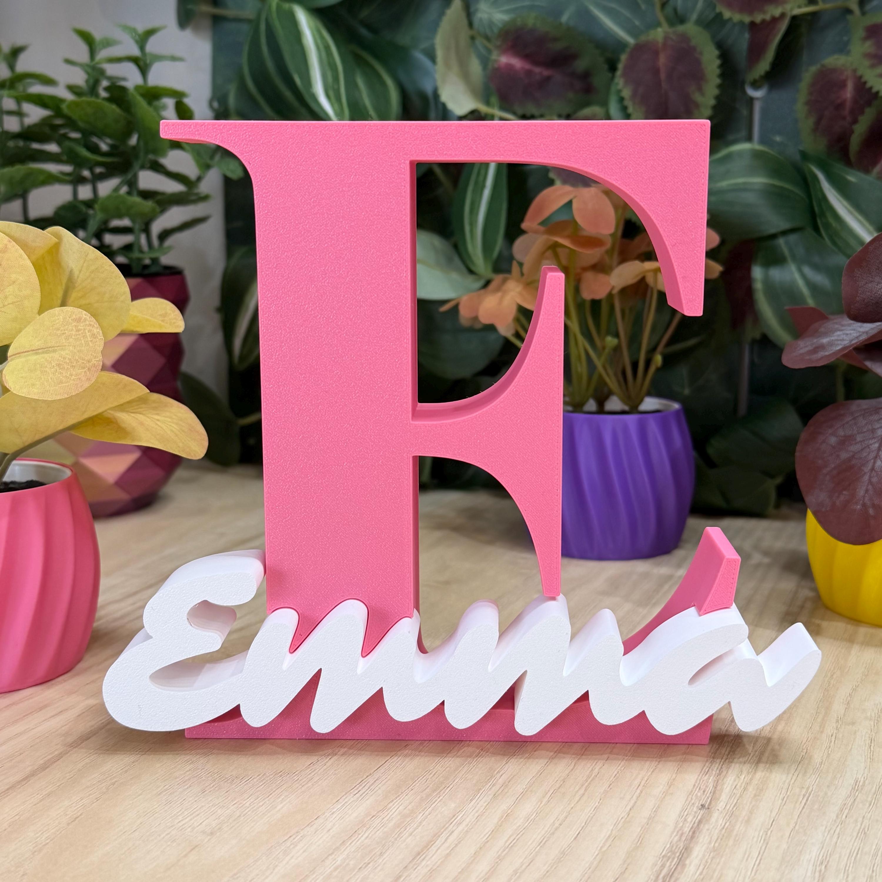 Personalised Name Letter Sign, 3D Printed Custom Initial in Pink or ...