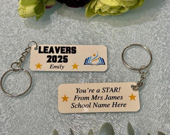 School Leaver Class of 2026 Keyring, Year 6 leavers, Teacher Pupil Gift, Personalised Name Logo Keychain, End of Term Gift From Teacher