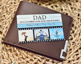 Personalised Metal Photo Wallet Insert Card, Custom Picture Gift For Him, Father's Day Gift, Birthday Gift, Present for Dad
